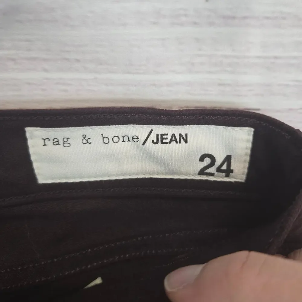 Rag & Bone Womens Jeans Dre Aged Burgundy Sz 24 Mid Rise Stretch Minimalist NWT